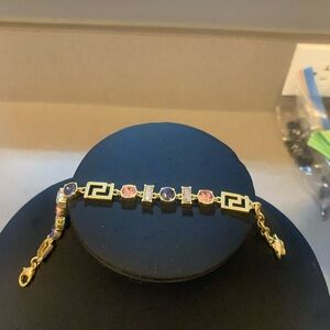 Geometric Gold and Pink Bracelet